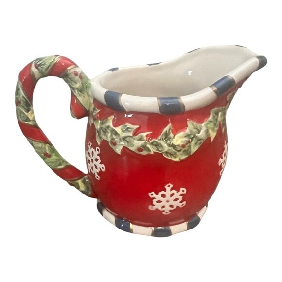 Fitz & Floyd Old World Christmas Holly Snowflake Creamer 4" - Picture 3 of 6